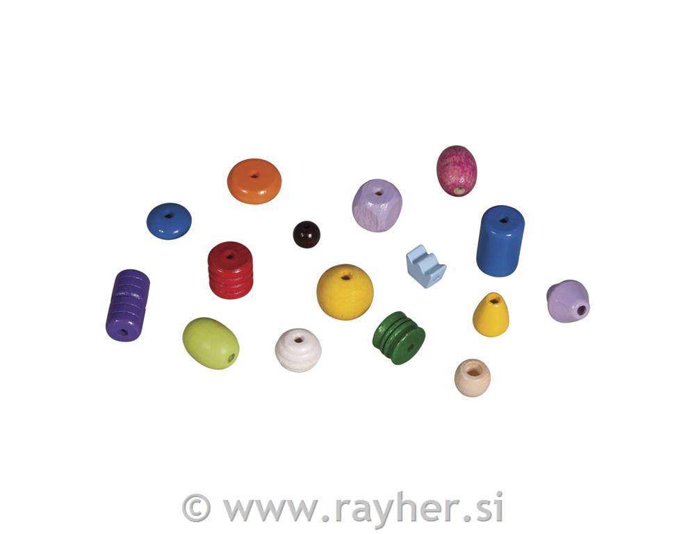 Drvene perle, različite boje, 4-16 mm o,spremnik 1200 g