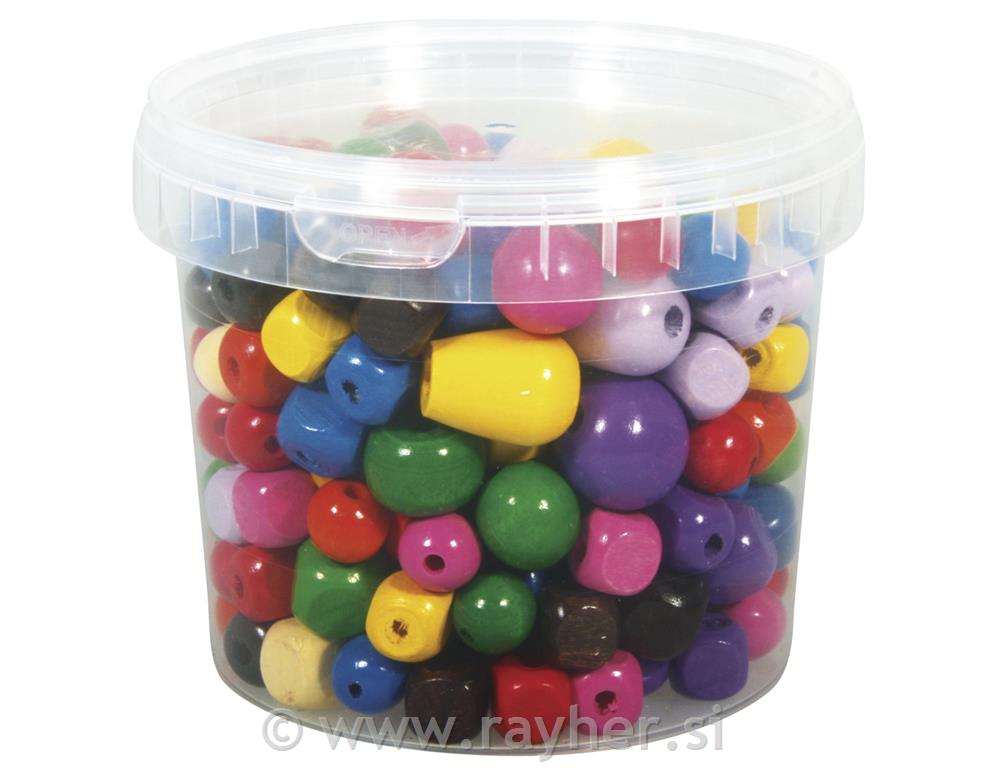 Drvene perle, raznih boja, 16-25 mm o, spremnik 350 g