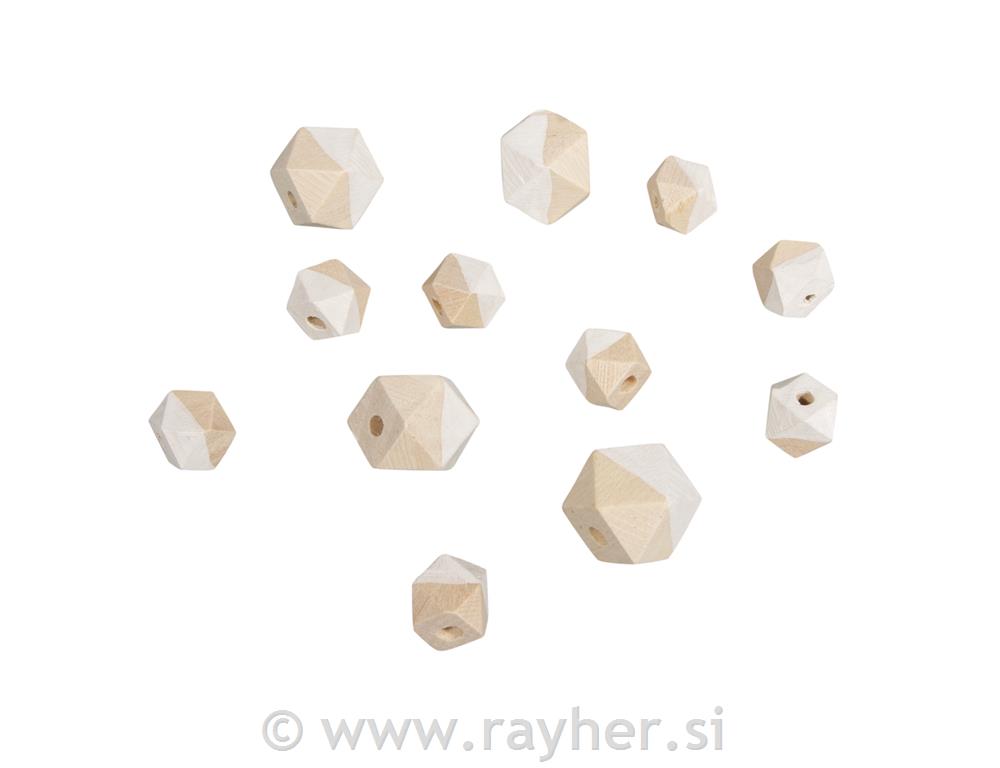 Lesene perle Diamond, bele, 4 dimenzije,