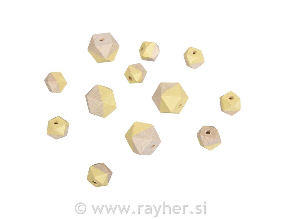 Drvene perle Diamond, Banana, 4 Dimenzije 4 komada o2cm, 8 komada o1.5cm 12 koma