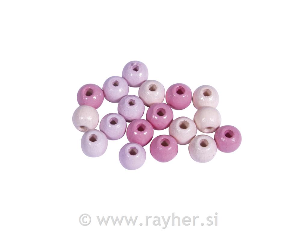 Drvene perle 6mm, pink, 116 kom