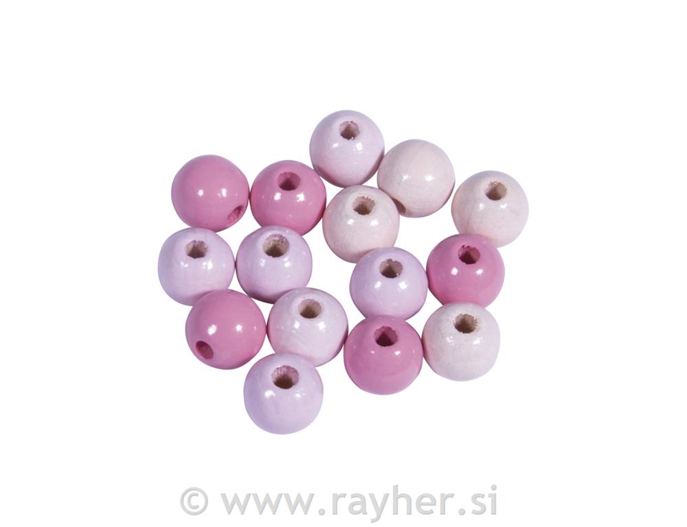 Drvene perle 8mm, pink, 84 kom