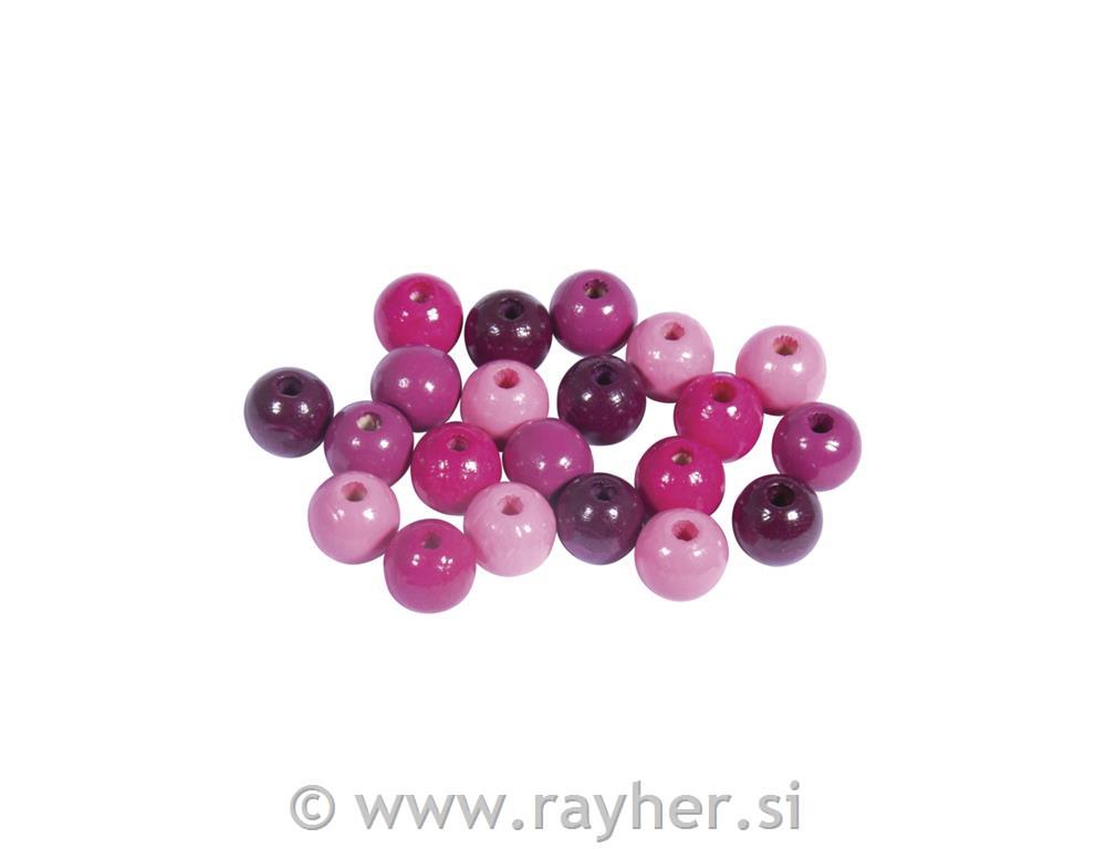 Lesene perle, FSC 100%, 8mm, jagodne, 84 kos