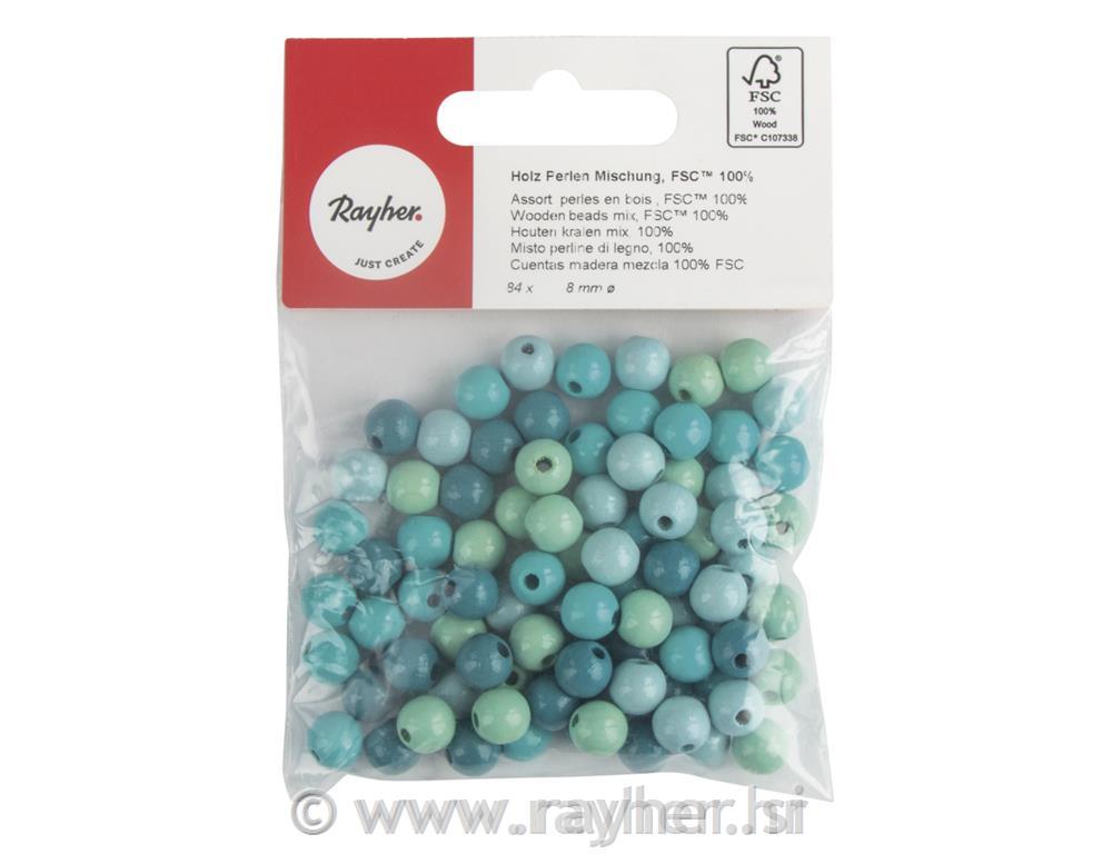 Drvene perle 8mm, tirkiz, 84 kom