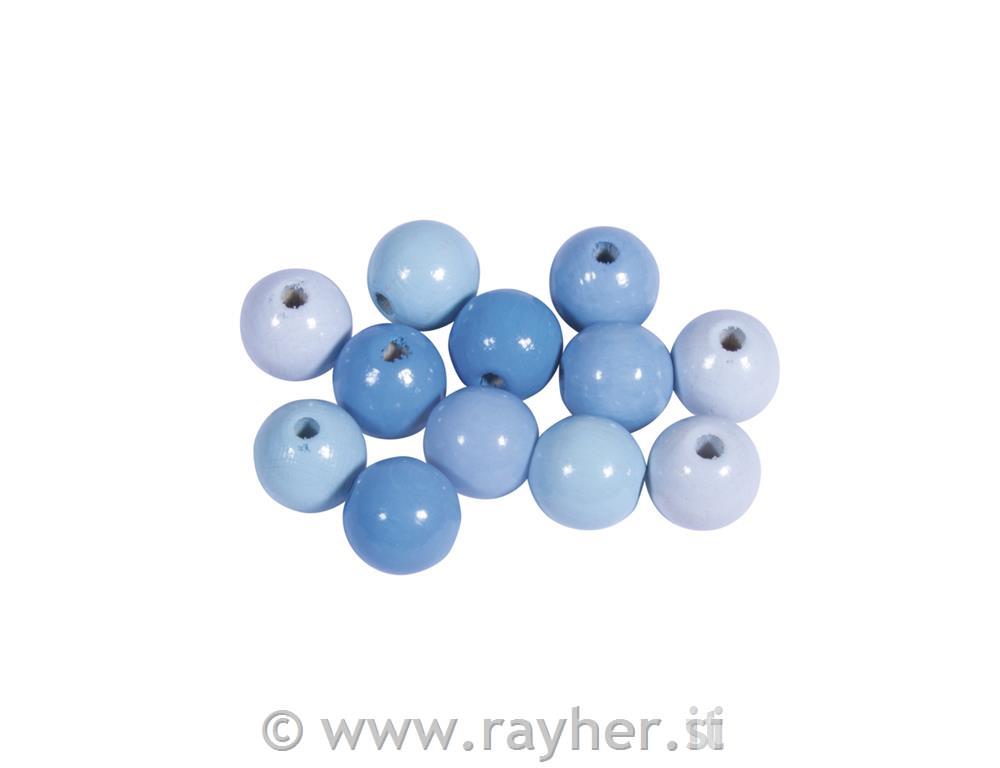Lesene perle, FSC 100%, 12mm, sv.modre, 32 kos