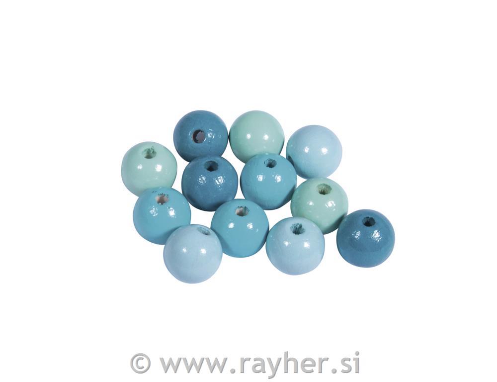 Drvene perle 12mm, tirkiz, 32 kom