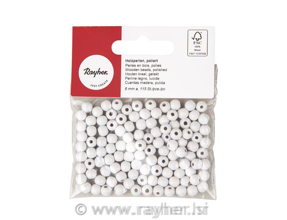 Wooden beads FSC 100%, polished, 6mm o,