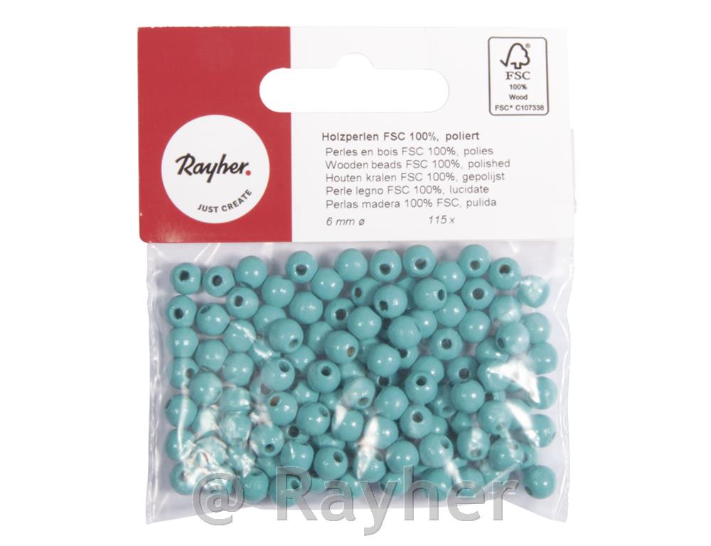 Drvene perle 6mm, tirkiz, 115 kom