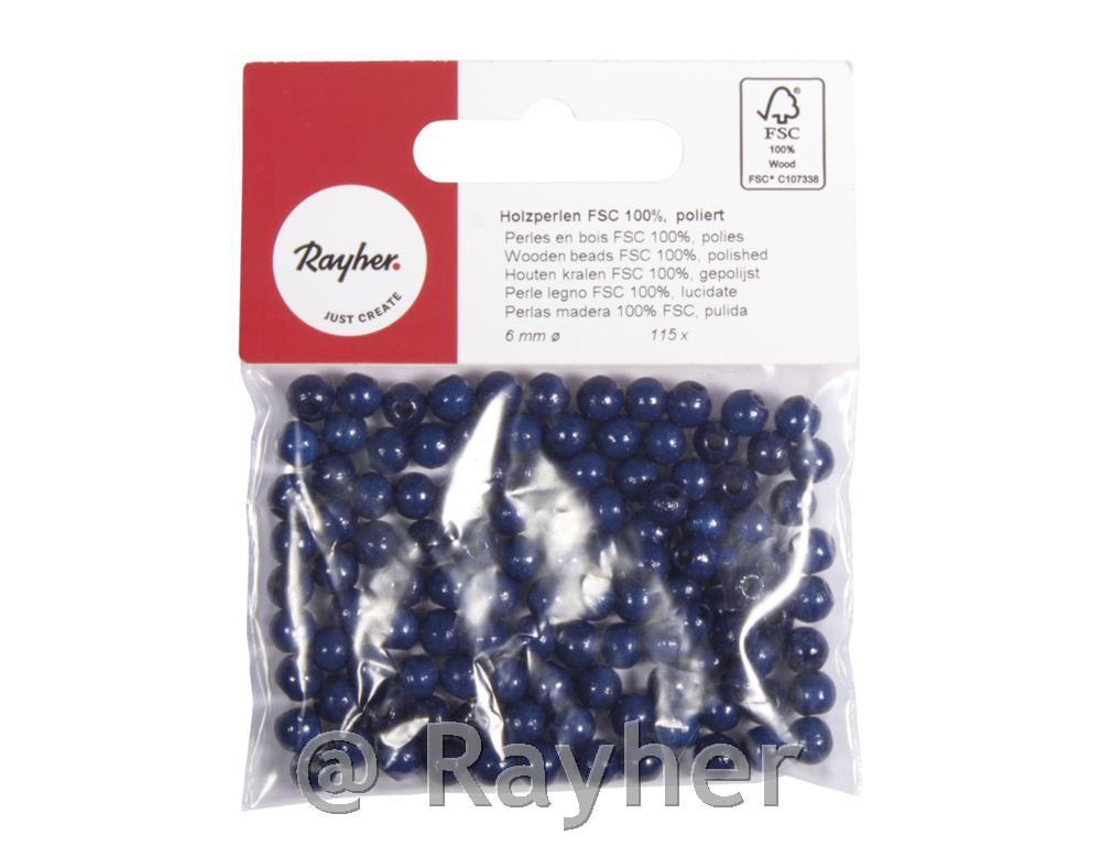 Perle drvo, polirana, oko 6 mm, tamno plava, 115 komada