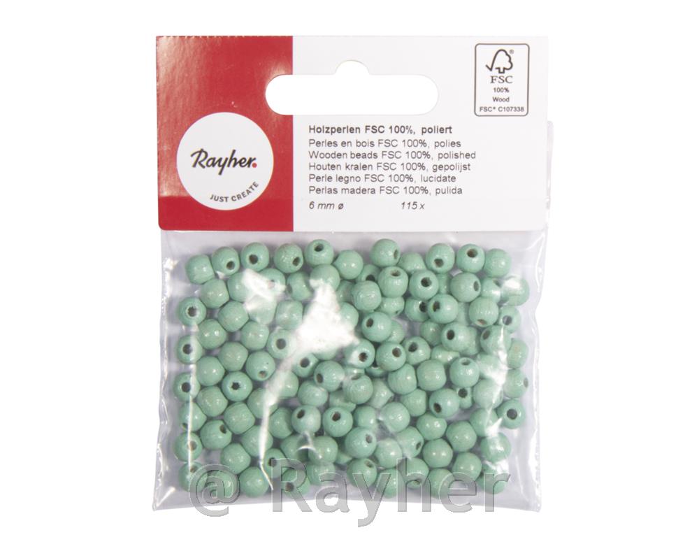 Perle drvo, polirana, 6mm na zelenom5 komada