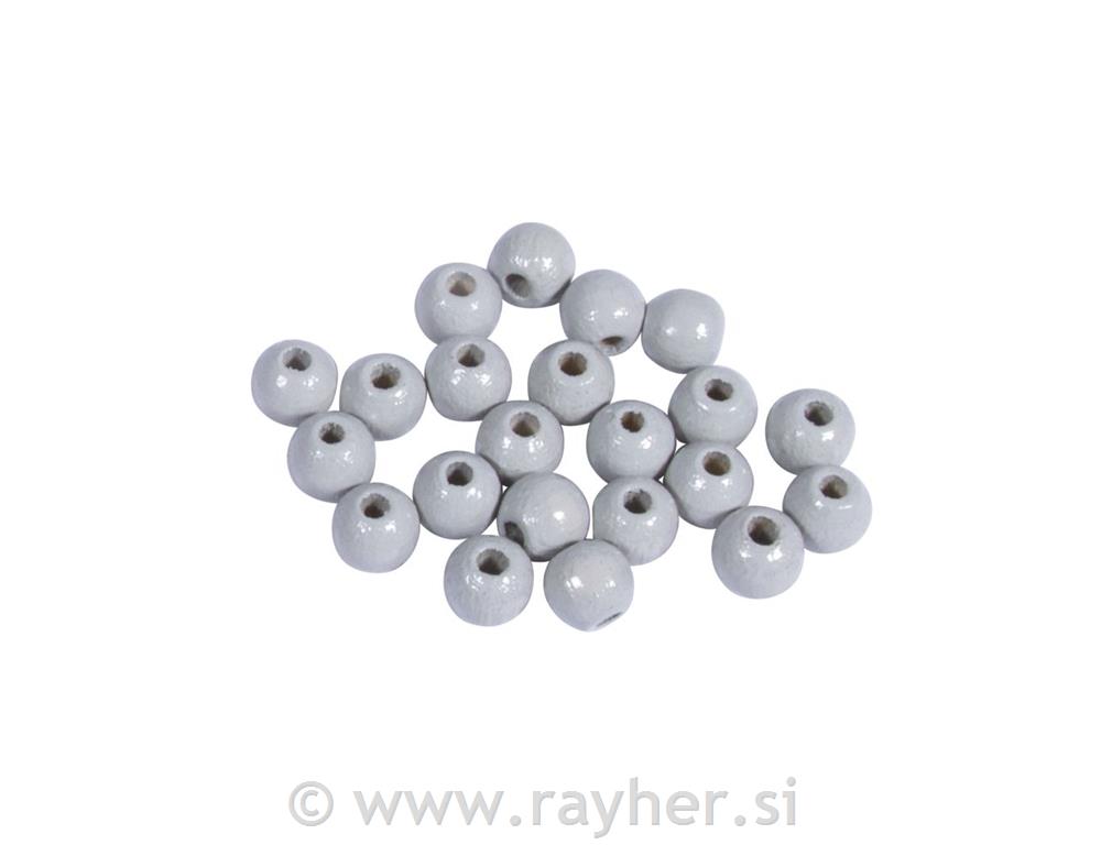 Drvene perle 6mm, sv.sive, 115 kom