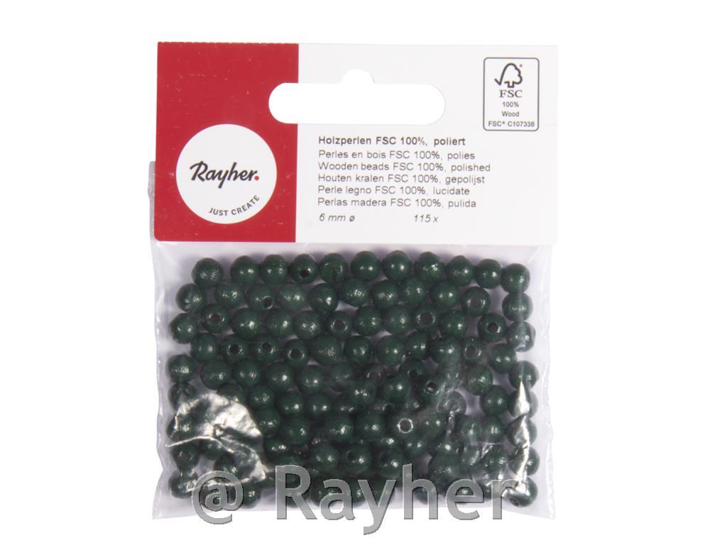 Perle drvo, polirana, 6mm na zelenom