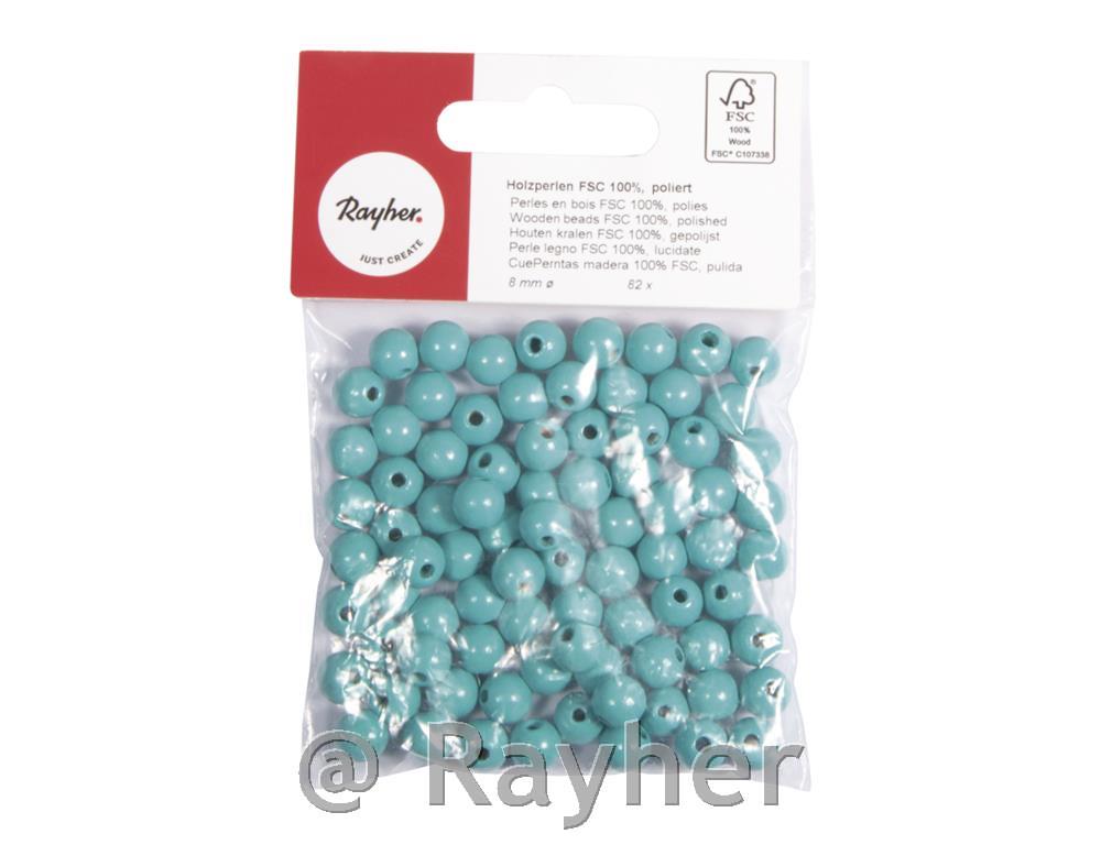 Drvene perle 8mm, tirkiz, 82 kom