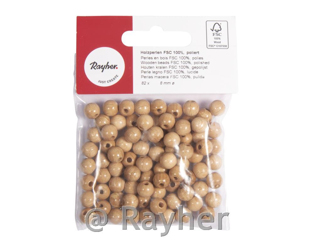 Perle drvo, polirane, 8mm prirodnog b.,82 komada