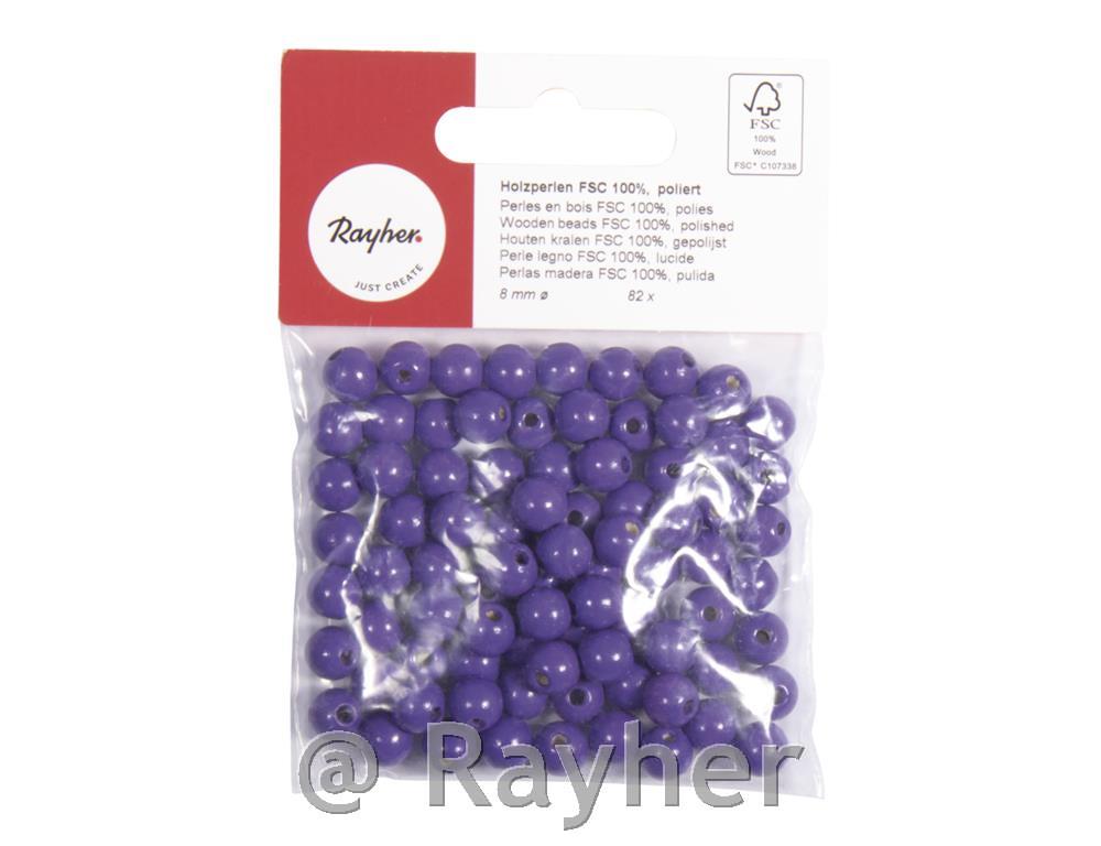 Perle lesene, pološčene, 8mm o, sv. vijolične, 82 kosov