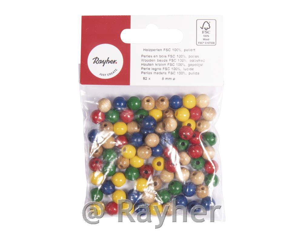 Wooden beads FSC 100%, polished, 8mm o,