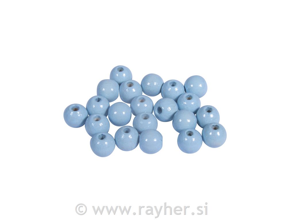 Perle lesene, pološčene, 8mm, pastel modre, 82 kos