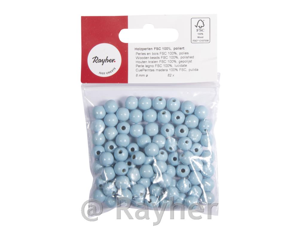 Perle lesene, pološčene, 8mm, pastel modre, 82 kos