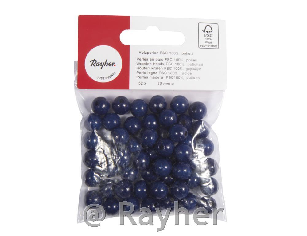 Perle lesene, pološčene, 10mm, temno modre, 52 kosov