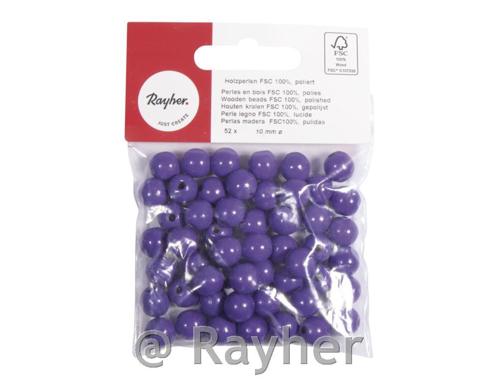 Perle drvo, polirana, 10mm o sv ljubičasta, 52 kom