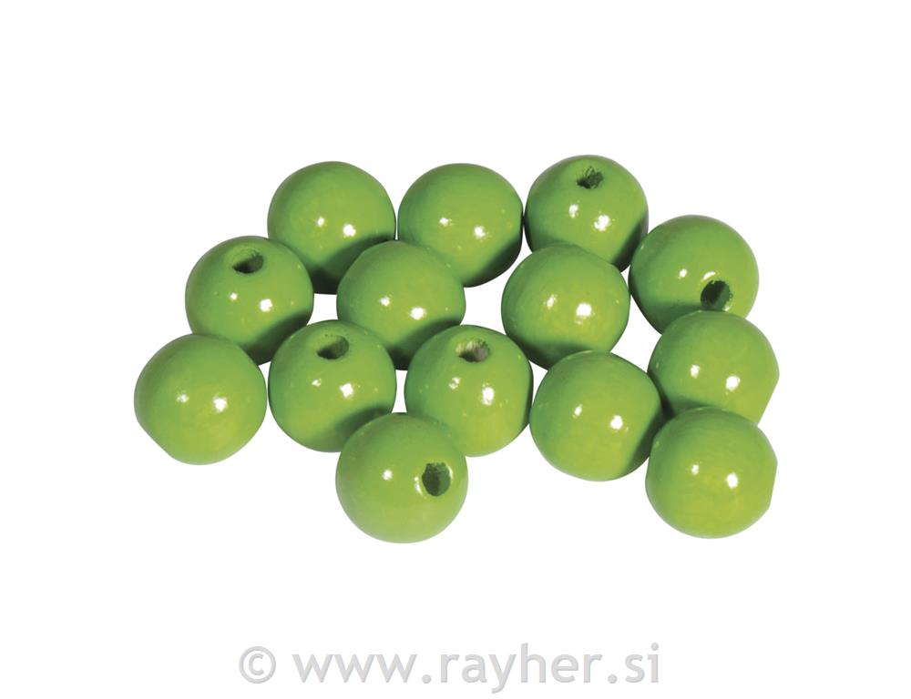 Drvene perle 10mm, jab.zelene, 52 kom
