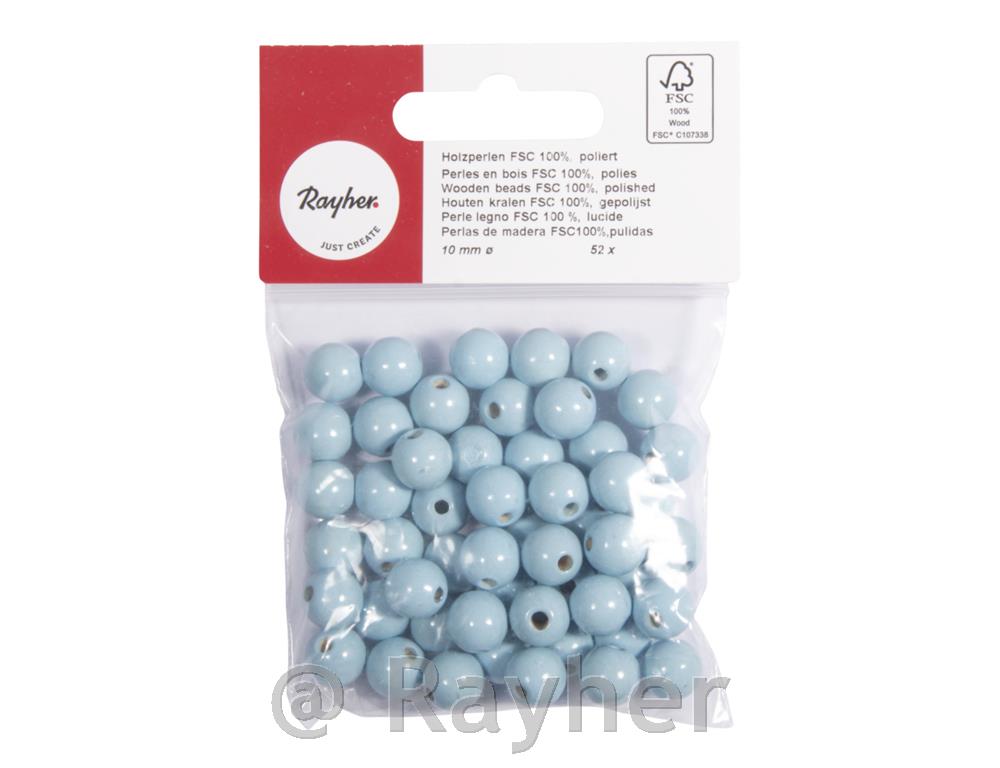 Drvene perle 10mm, pastel plave, 52 kom