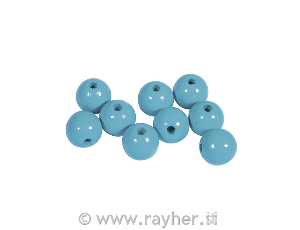 Drvene perle 12mm, tirkiz, 32 kom