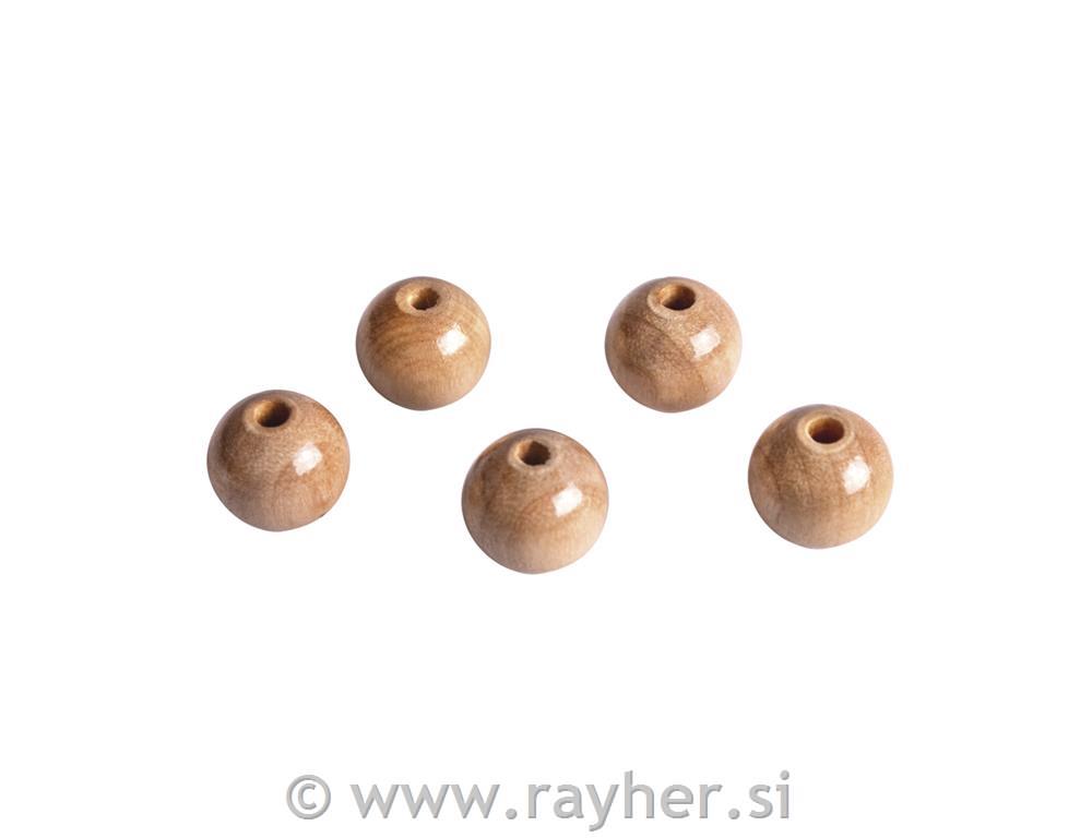 Perle drvo, polirane, 12mm na, prirodneb., 32 komada