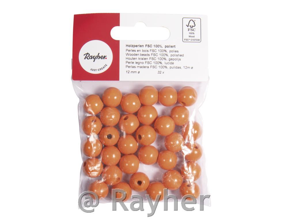 Wooden beads FSC 100%, polished, 12mm o,