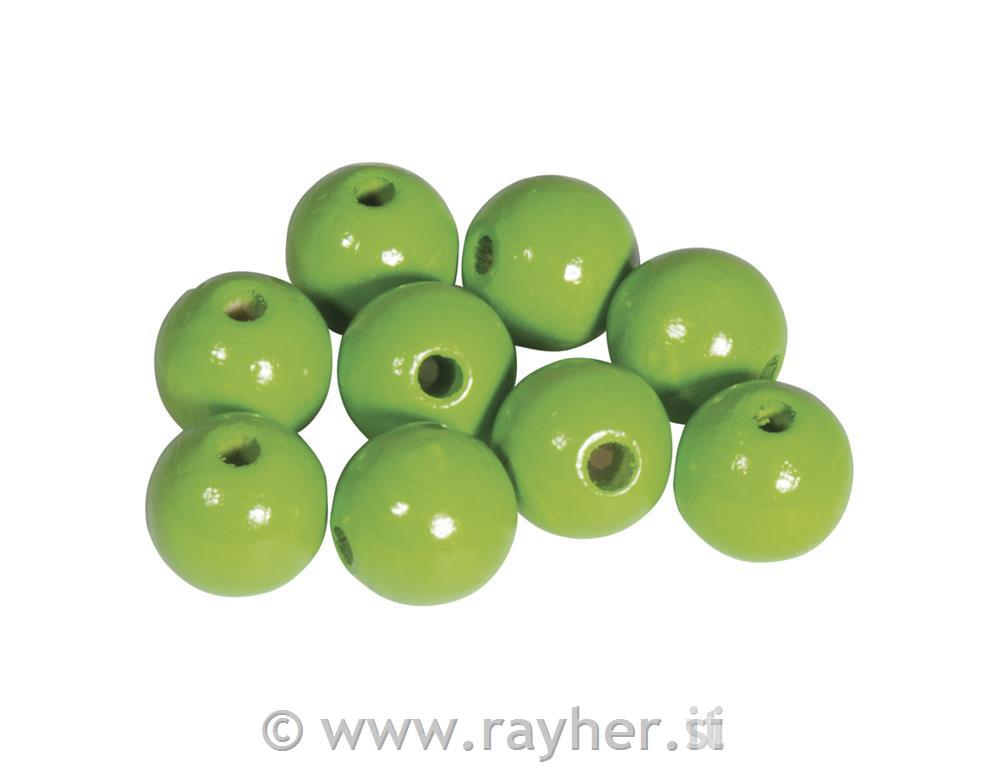 Drvene perle 12mm, jab.zelene, 32 kom
