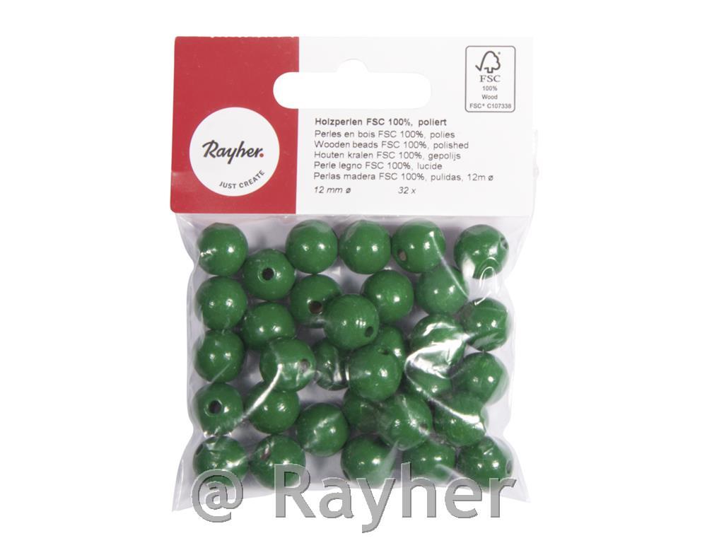 Perle lesene, pološčene, 12mm, majsko zelene, 32 kosov