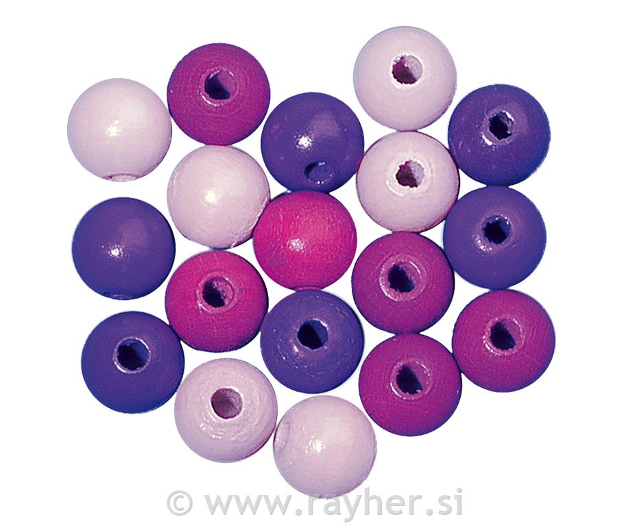 Perle drvo, polirana, 6mm na ljubičastimtonovima, 115 komada
