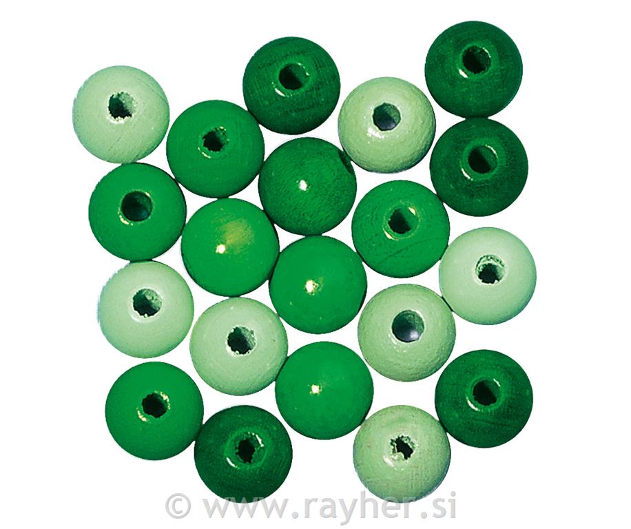 Perle drvo, polirana, oko 6 mm, zelene tonove, 115 komada