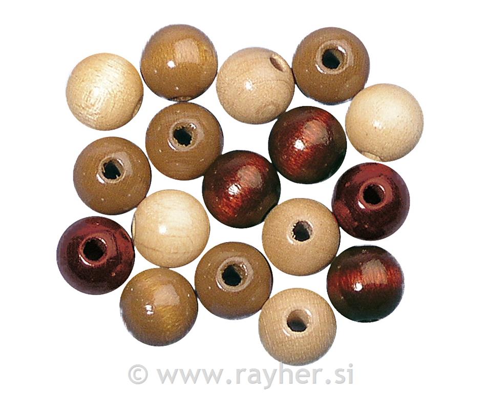 Perle lesene, pološčene, 6mm, rjavi toni, 115 kosov