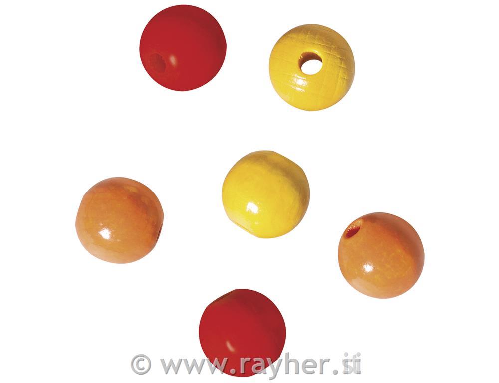 Drvene perle žute, narančaste, crvene, 12mm,