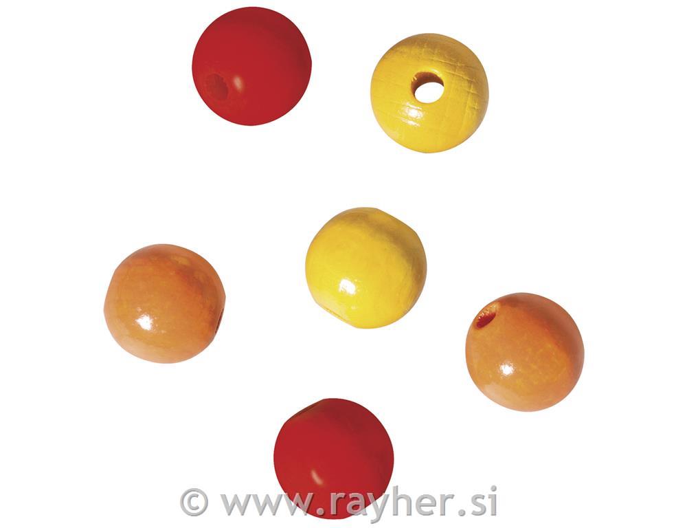 Drvene perle žute, narančaste, crvene, 12mm,