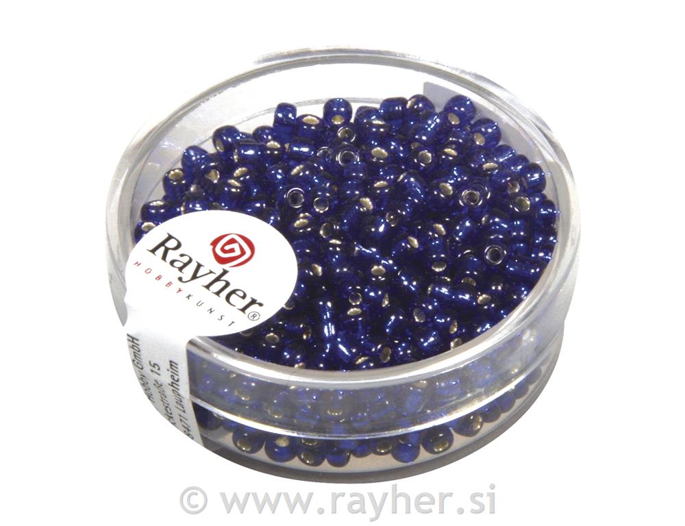 Perle sa središtem srebra, 2.6 mm o, tamno plava, 16 g