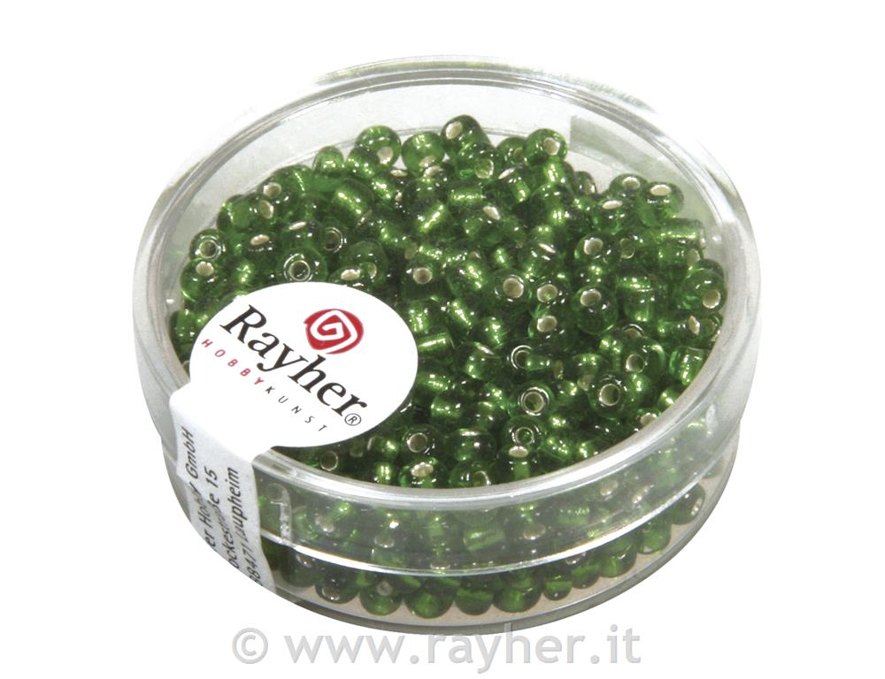 Perle sa središtem srebra, 2.6 mm o, zelene, 16 g