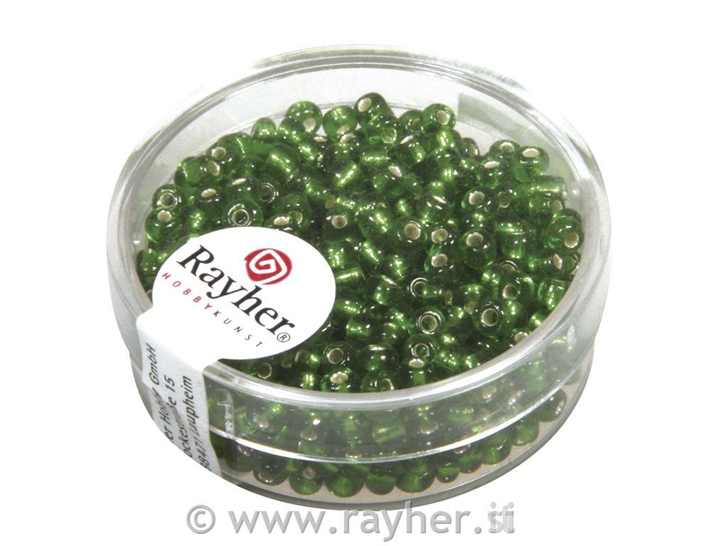 Perle s srebrno sredino, 2,6 mm o, zelene, 16 g