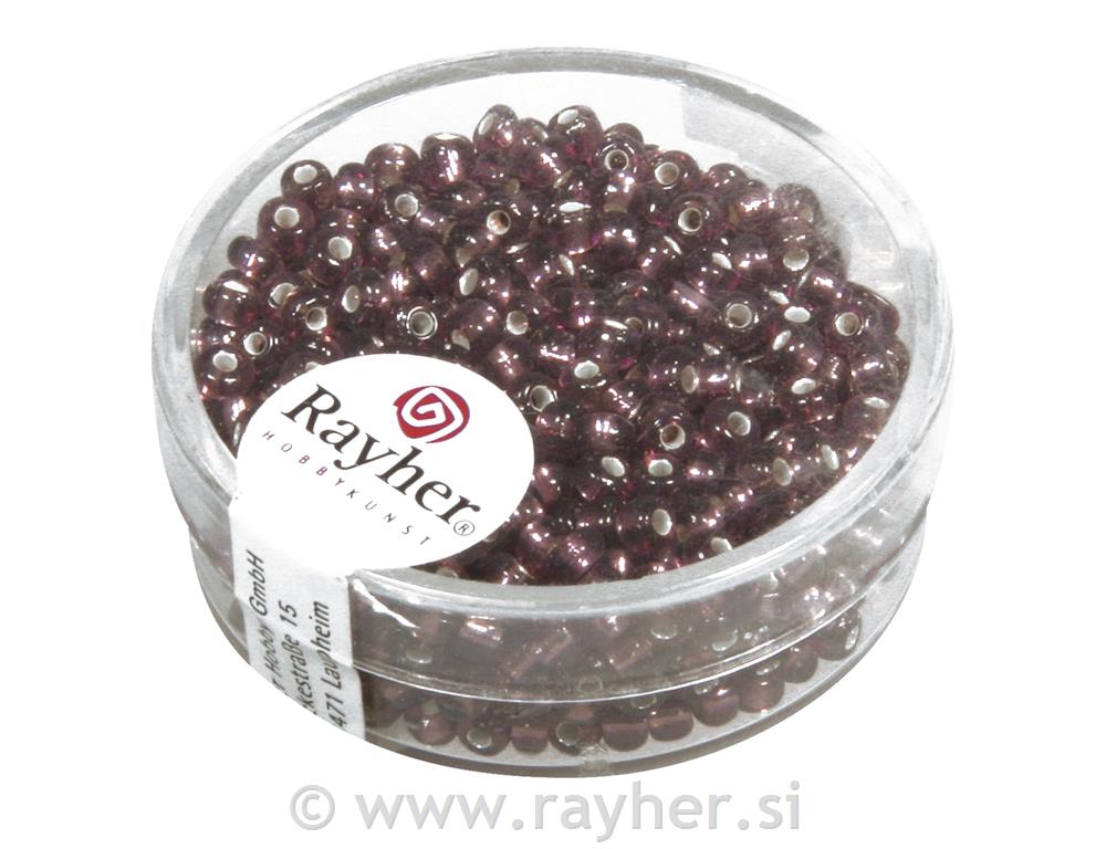 Perle sa središtem srebra, 2.6 mm o, ljubičaste, 16 g