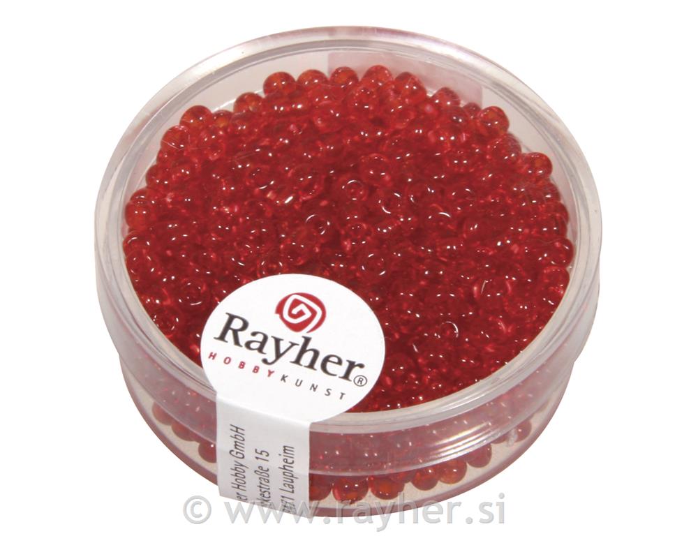 Perle trasparentne, 2,6 mm, crvene, 17g
