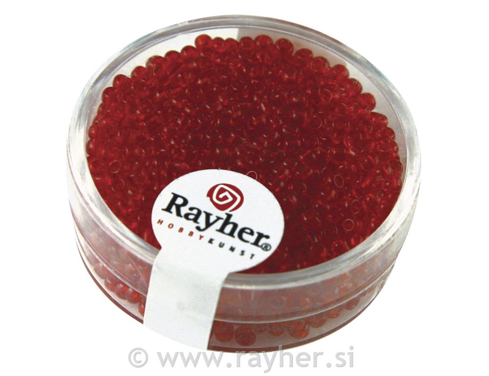 Rocailles, 2 mm o, transparent, red, box