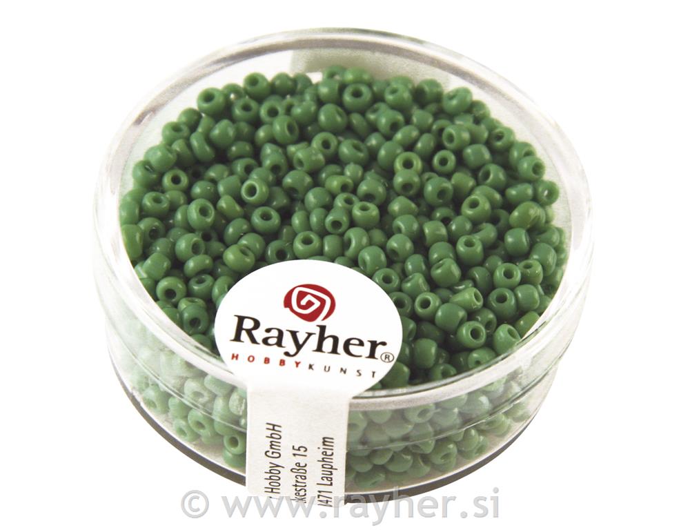 Rocailles, 2 mm o, opaque, green, box 17