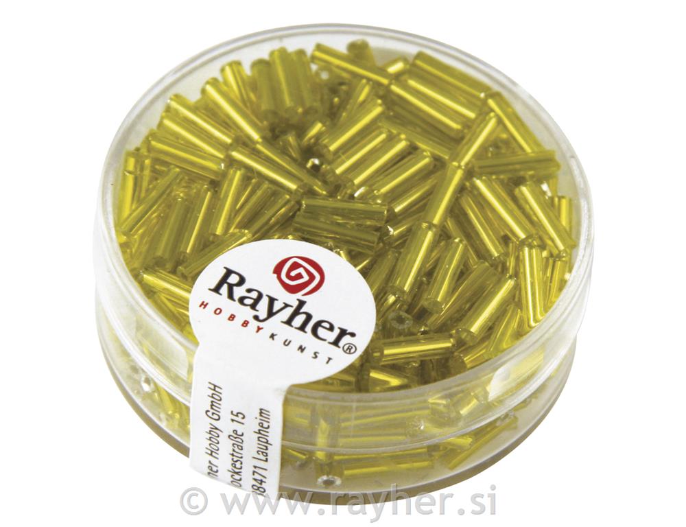 Steklene paličice, 7/2 mm, s srebno sredino, rumene, 15 g
