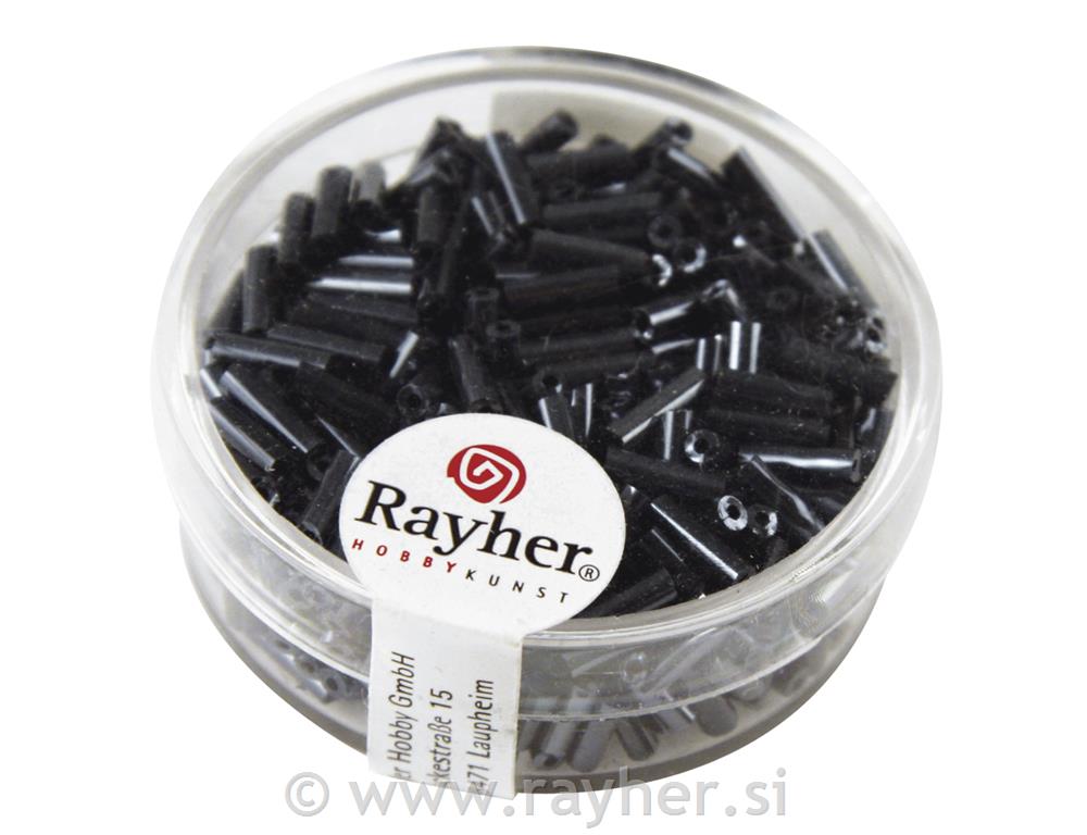 Steklene paličice, 7/2 mm, s srebno sredino, hematit, 15 g
