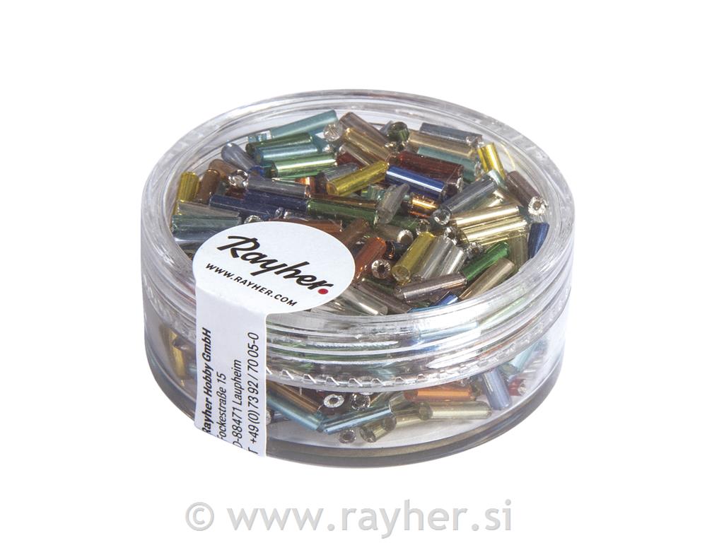 Staklene šipke, 7/2 mm, sa srebrnim središtem, mješovito, 15 g