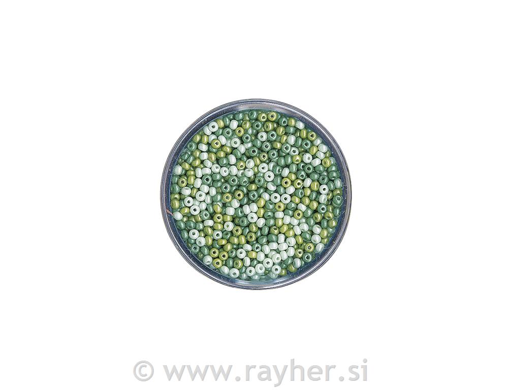 Perle mješovite, 17 g zelene boje, oko 2,6 mm