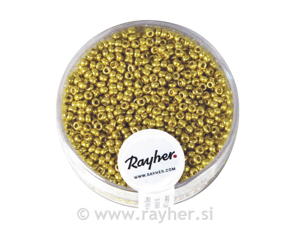 Perle s kovinskim leskom, 2,0 mm o, zlate, 17g
