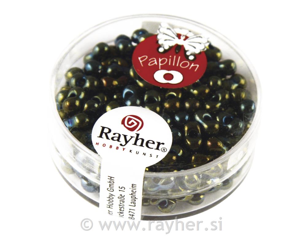 Perle metulji, 3,2x6,5 mm, smaragdno zelene, 18 g
