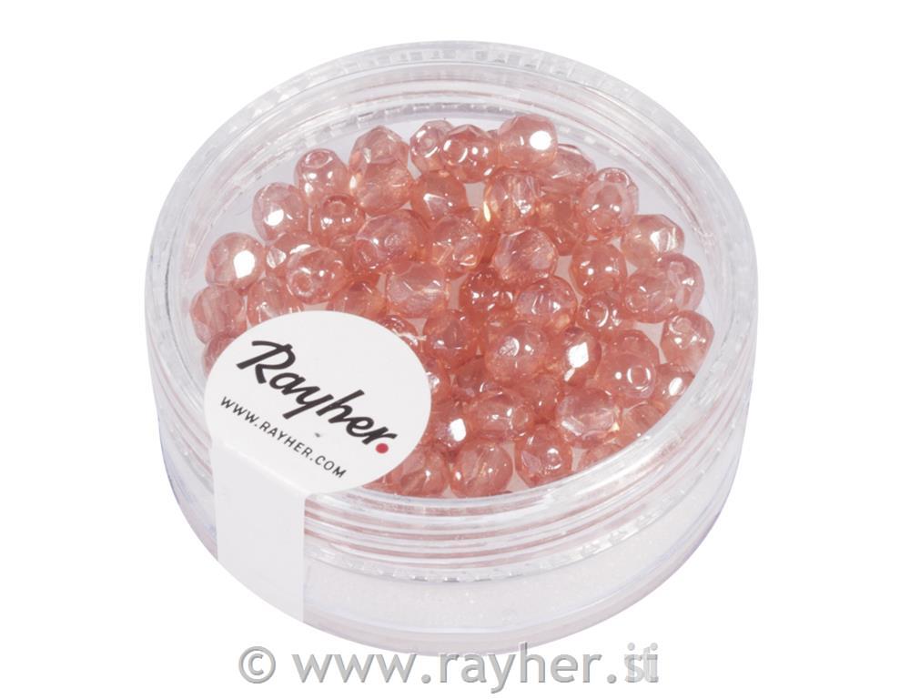 Perle brušeno staklo, 4mm, ružičaste, 100 kom